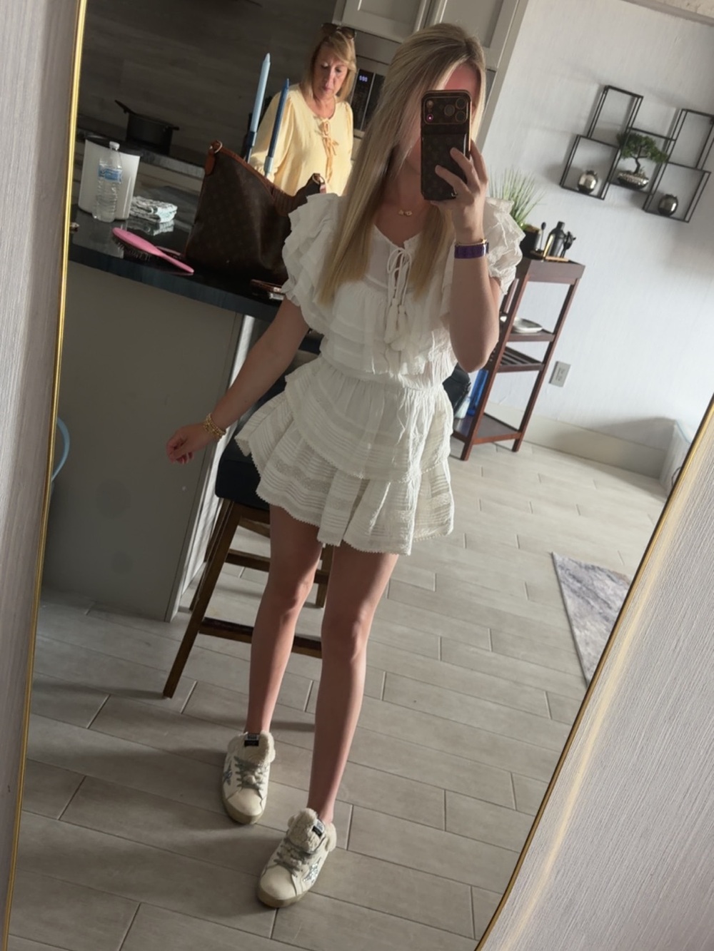 LoveShackFancy White Tiered Ruffle Skort
